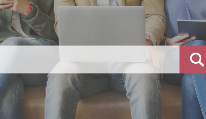 Off page SEO - five techniques search bar image with laptops