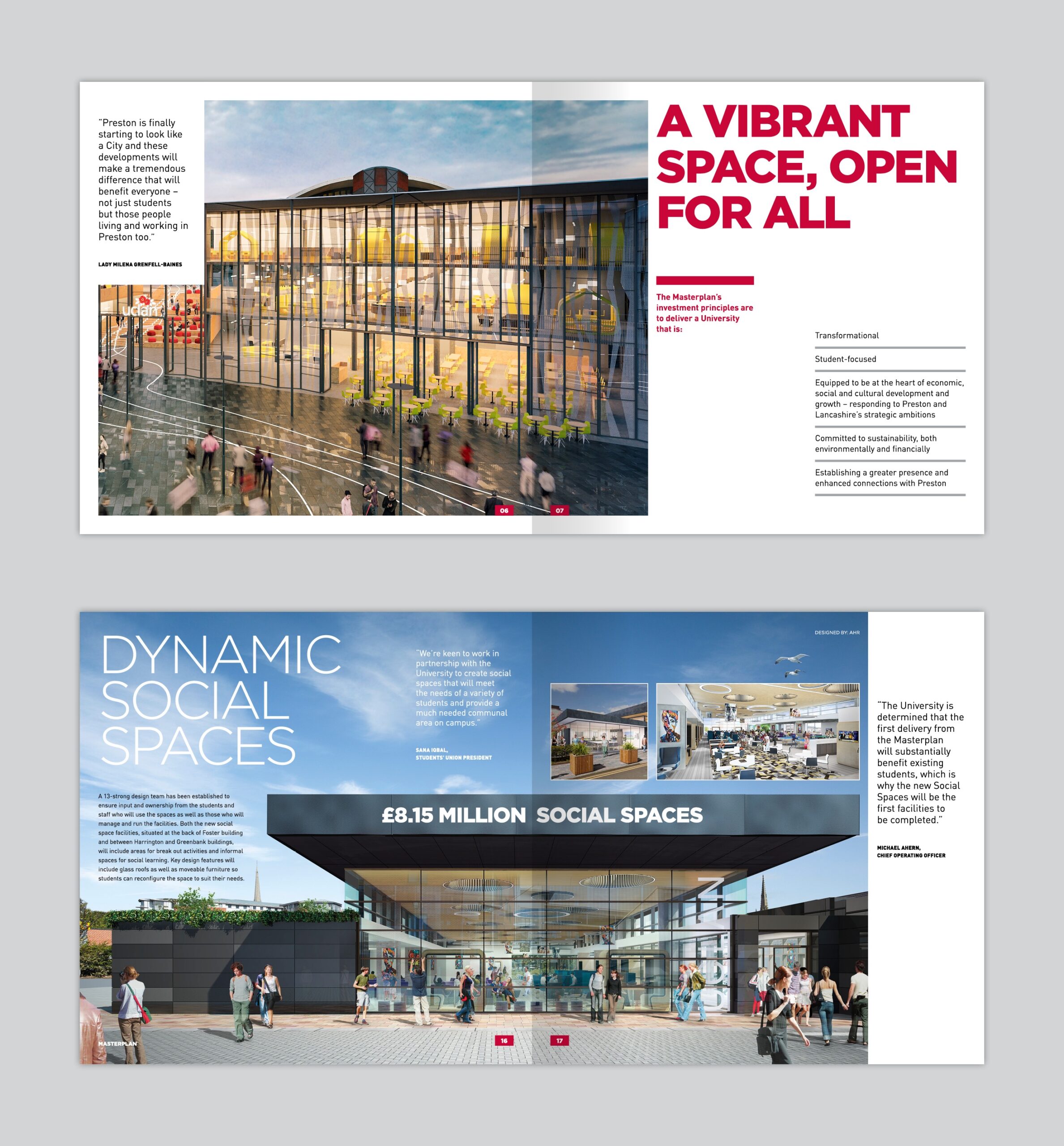 UCLan masterplan dynamic social spaces page images
