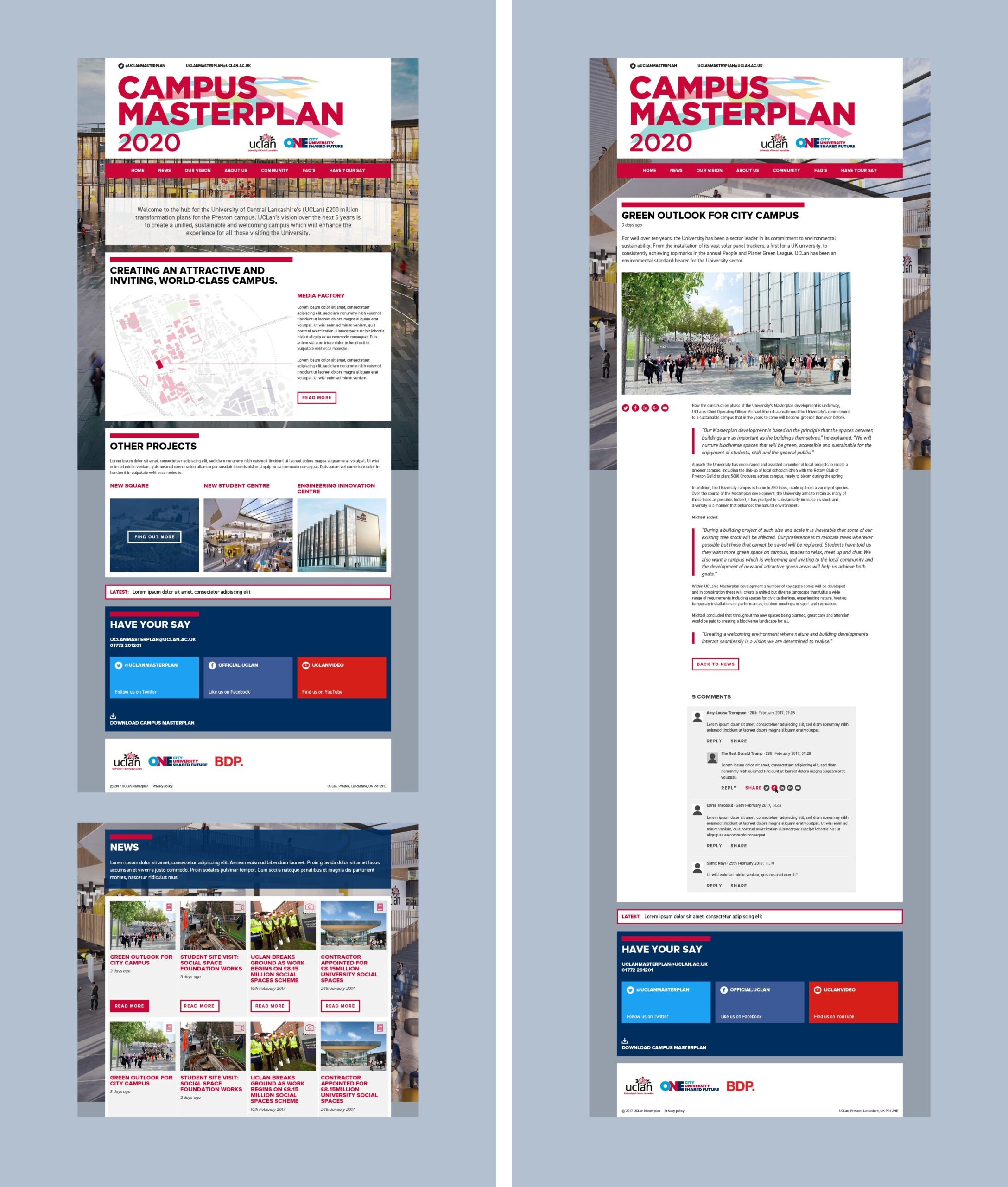 UCLan Campus Masterplan 2020 communication graphic