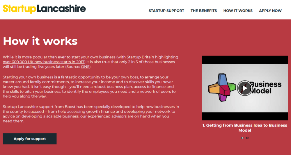 Startup Lancashire - Landing Page with Video